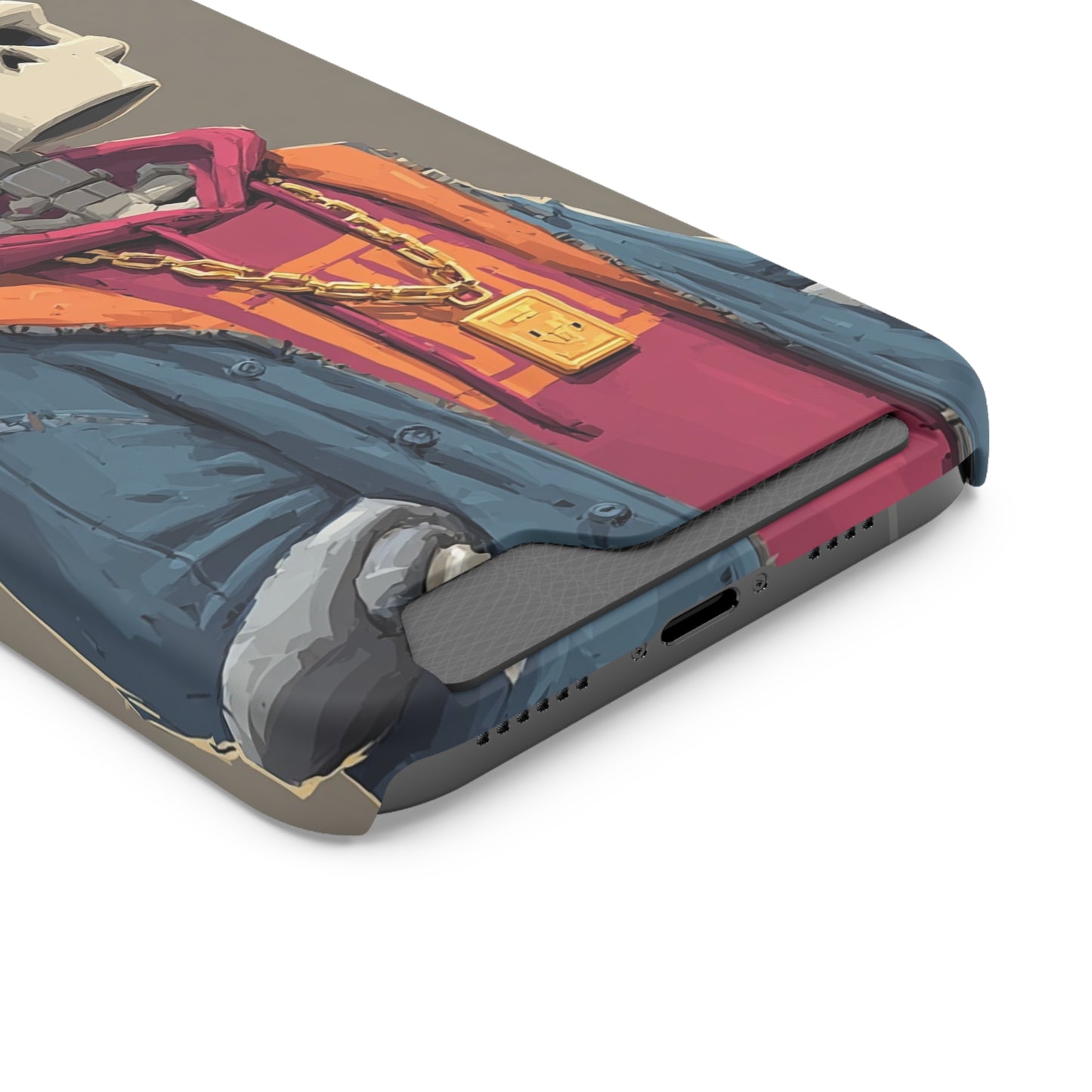 Stylish Skeleton Phone Case with Card Holder, Trendy Skull Case, Unique Gift for Tech Lovers, Halloween Decor, Everyday Use