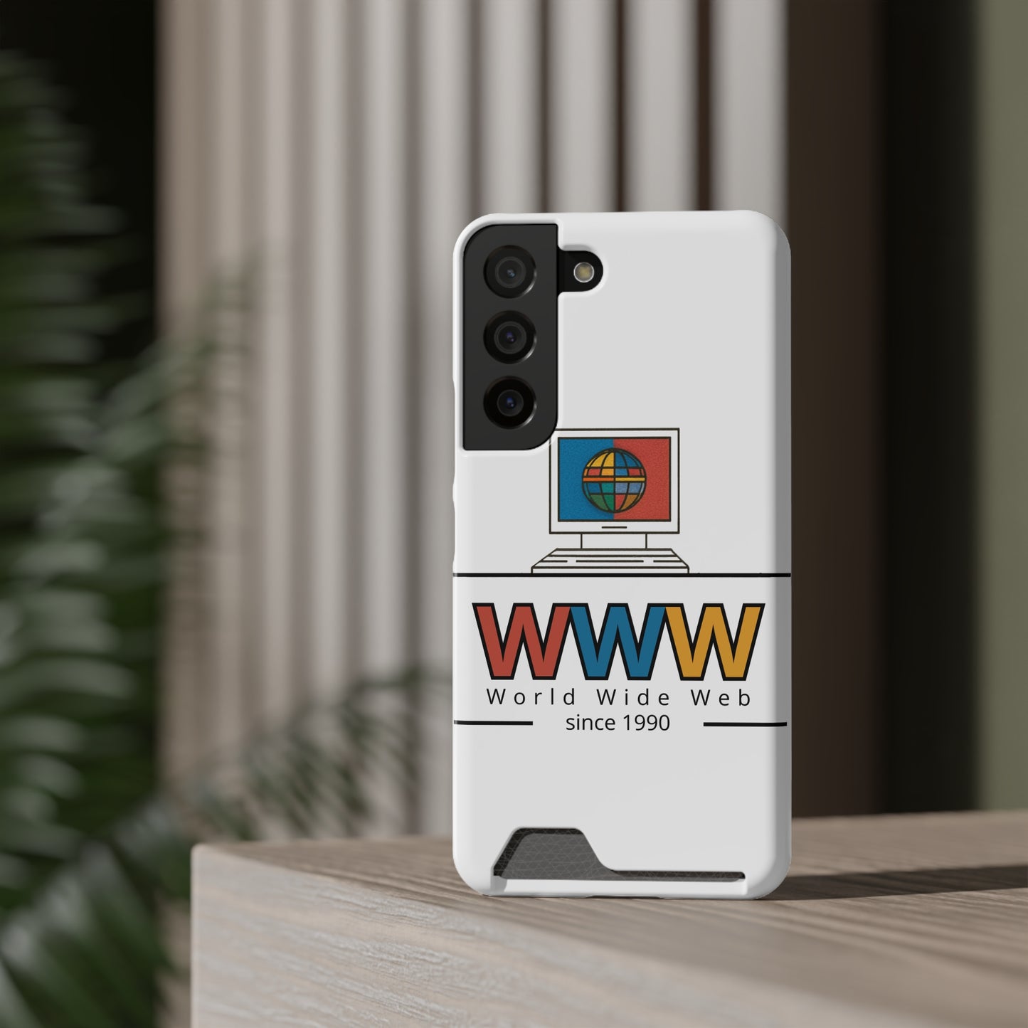 Retro Phone Case with Card Holder - World Wide Web Design, Geek Gift, Tech Accessory, Vintage Style, Personalized Phone Cover
