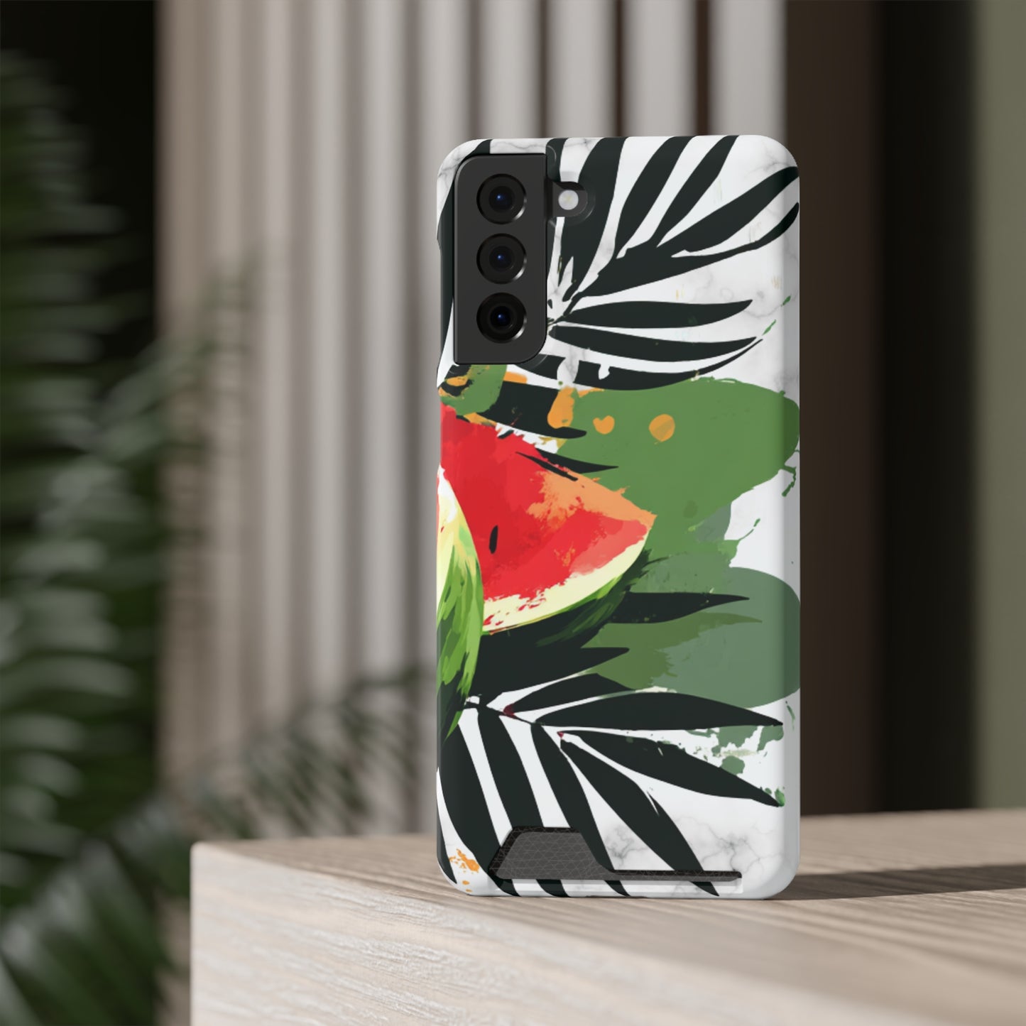 Tropical Phone Case with Card Holder, Floral Smartphone Cover, Summery Accessory, Gift for Beach Lovers, Vacation Essentials
