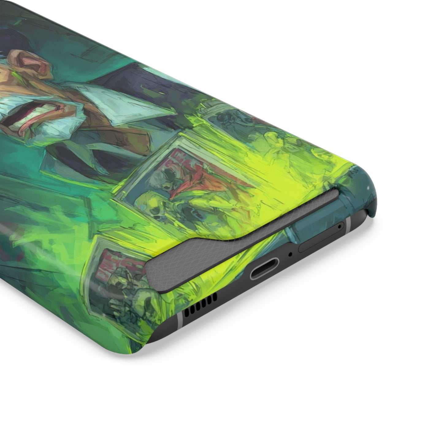 Spooky Illustrated Phone Case with Card Holder, Halloween Accessory, Unique Gift for Horror Fans, Stylish Phone Cover, Functional & Fun