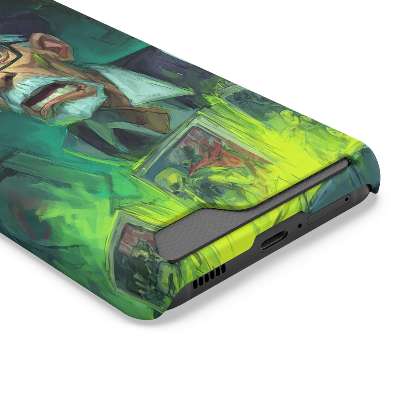 Spooky Illustrated Phone Case with Card Holder, Halloween Accessory, Unique Gift for Horror Fans, Stylish Phone Cover, Functional & Fun