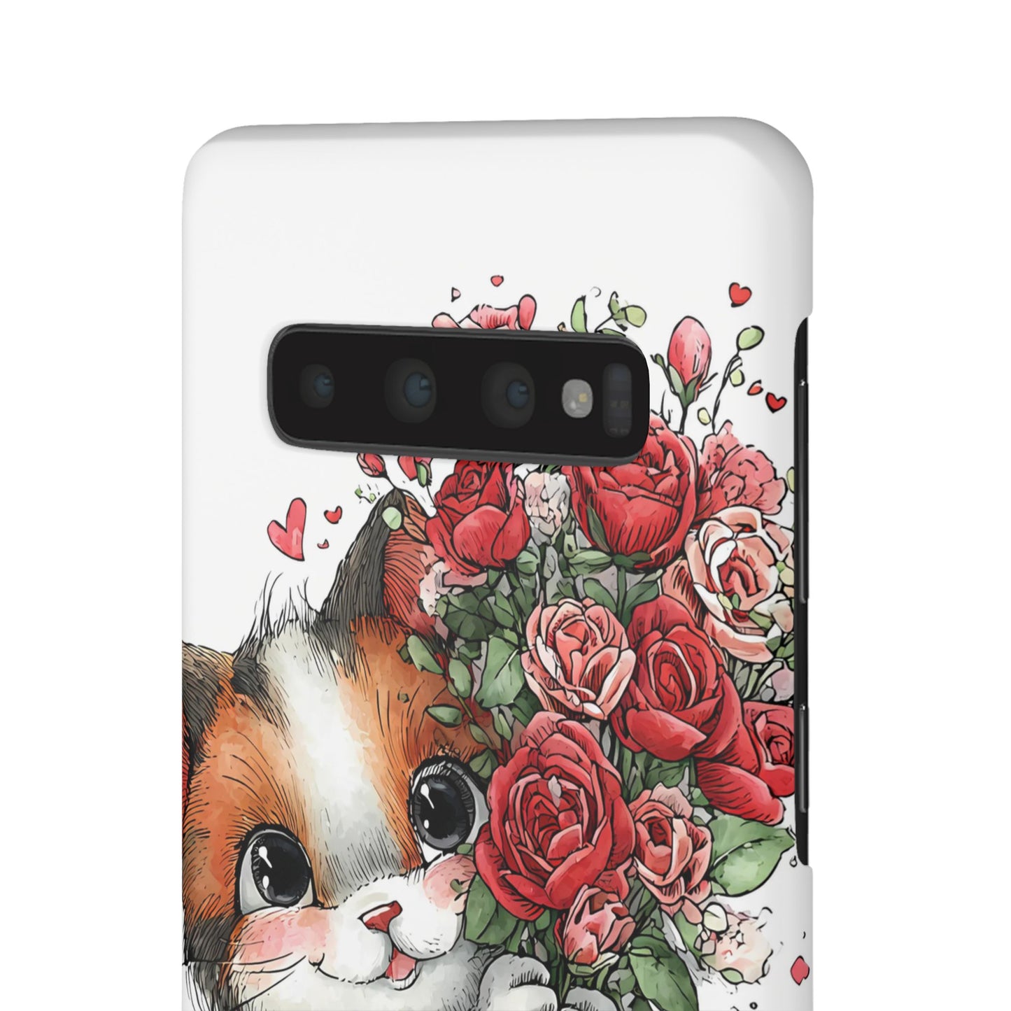 Cute Cat Snap Case with Floral Design, Pet Lovers Gift, Phone Protector for Valentine's Day, Cute Kitty Case, Animal Art Cover