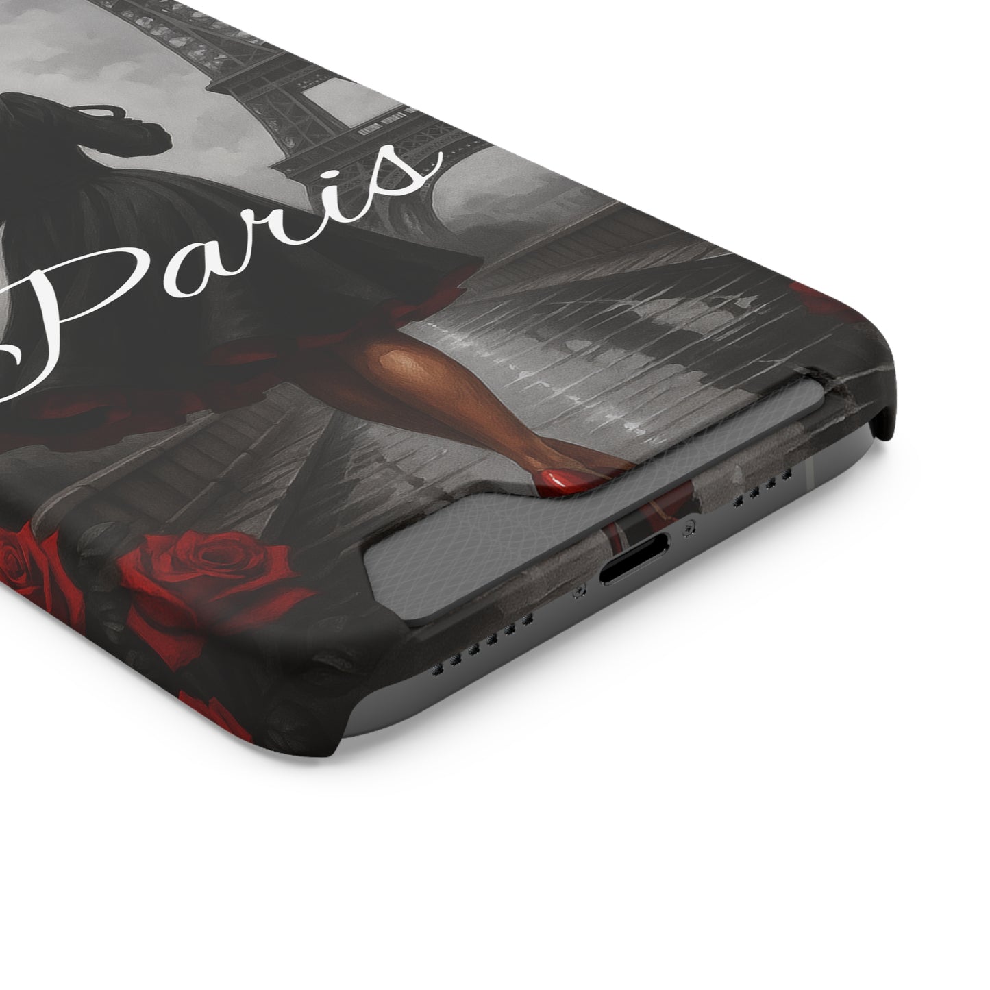 Elegant Parisian Phone Case with Card Holder, Stylish Gift for Travelers, Chic Accessory, Paris-themed, Practical Tech Holder