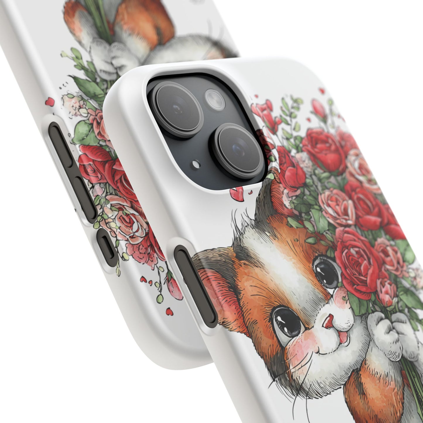 Cute Cat Snap Case with Floral Design, Pet Lovers Gift, Phone Protector for Valentine's Day, Cute Kitty Case, Animal Art Cover
