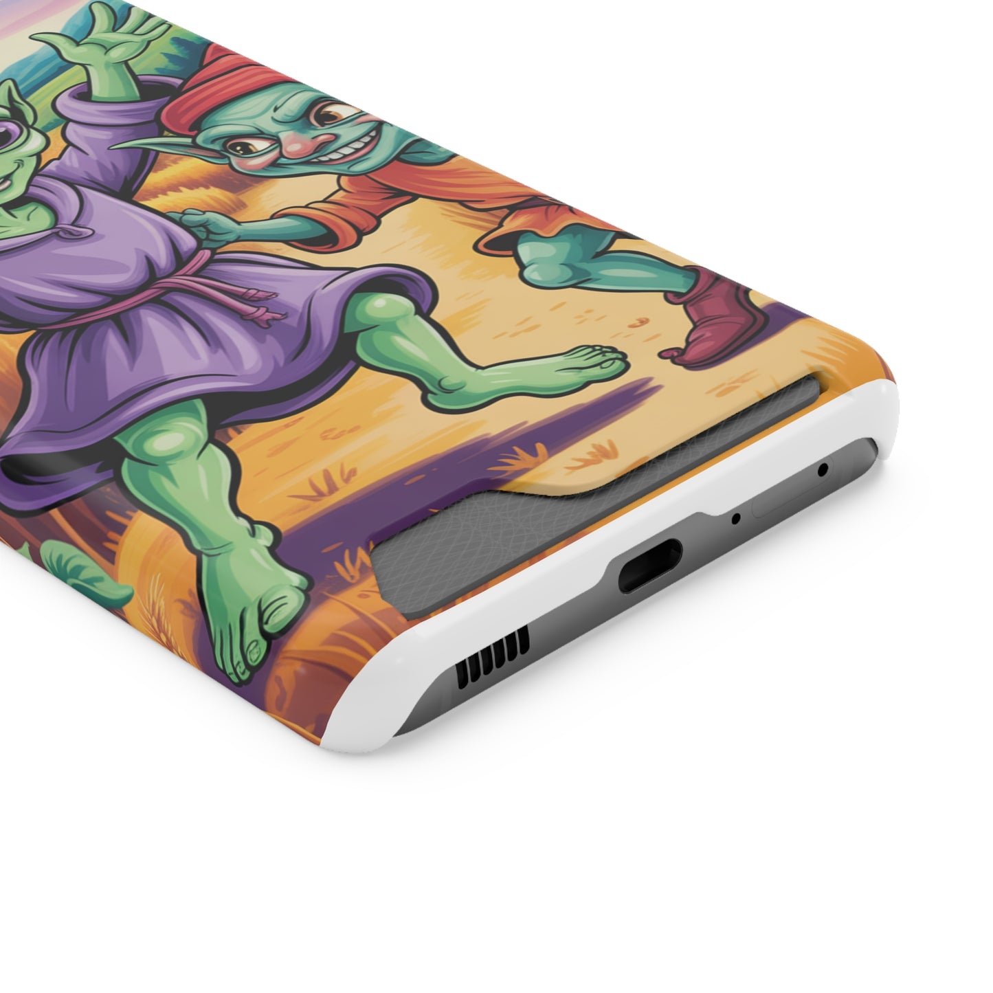 Playful Alien Phone Case with Card Holder | Cute Green Characters | Gift for Kids, Sci-Fi Fanatic, Birthday Fun, Unique Design