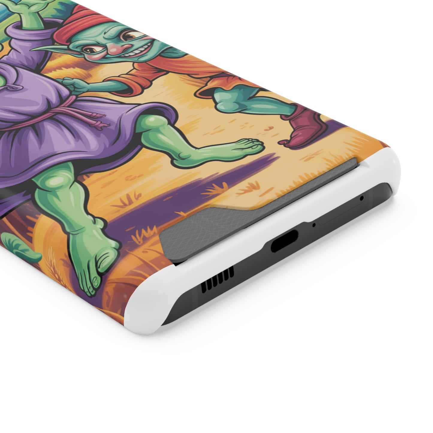 Playful Alien Phone Case with Card Holder | Cute Green Characters | Gift for Kids, Sci-Fi Fanatic, Birthday Fun, Unique Design