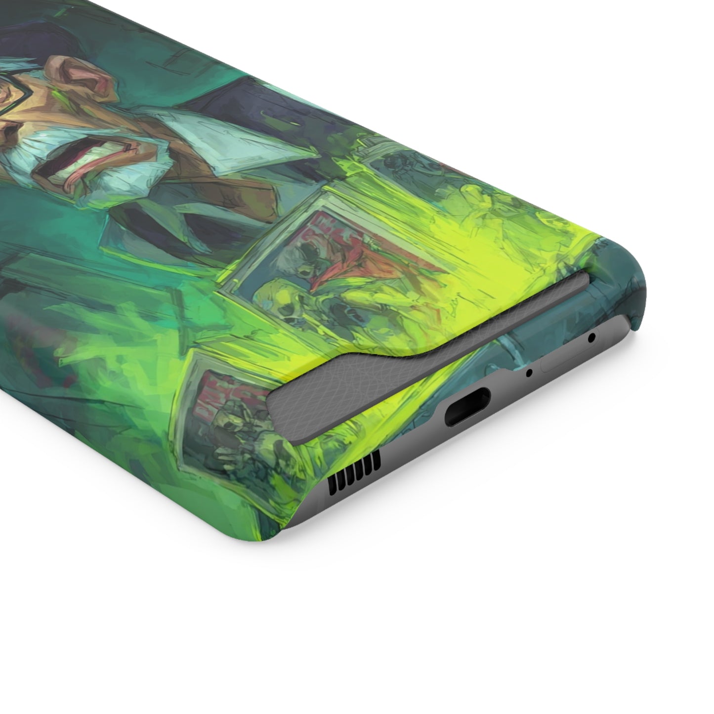 Spooky Illustrated Phone Case with Card Holder, Halloween Accessory, Unique Gift for Horror Fans, Stylish Phone Cover, Functional & Fun