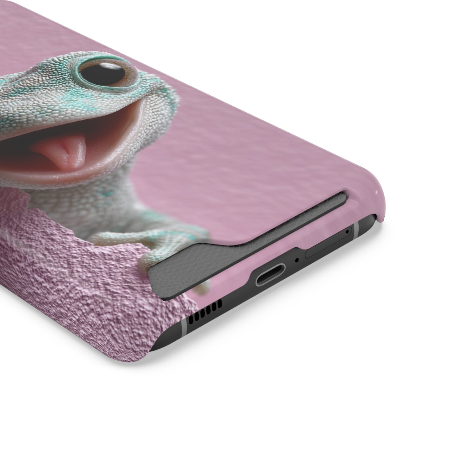 Fun Gecko Phone Case with Card Holder, Cute Cell Phone Accessory, Animal Lover Gift, Party Favor, Unique Phone Cover
