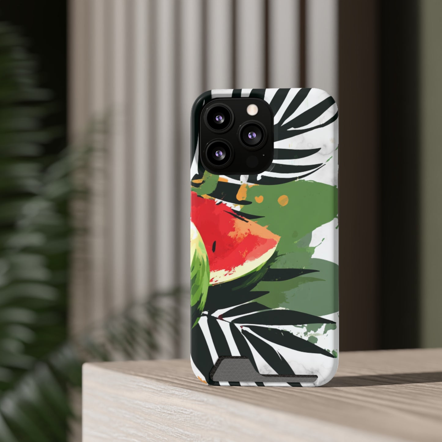 Tropical Phone Case with Card Holder, Floral Smartphone Cover, Summery Accessory, Gift for Beach Lovers, Vacation Essentials