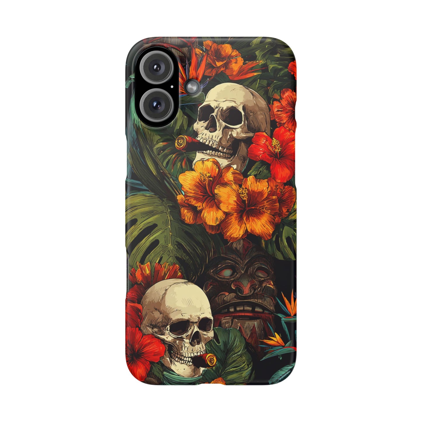 Tropical Skull Phone Case - Vibrant Floral Design, Skull Case for iPhone, Unique Tropical Art, Gift for Beach Lovers, Halloween Decor