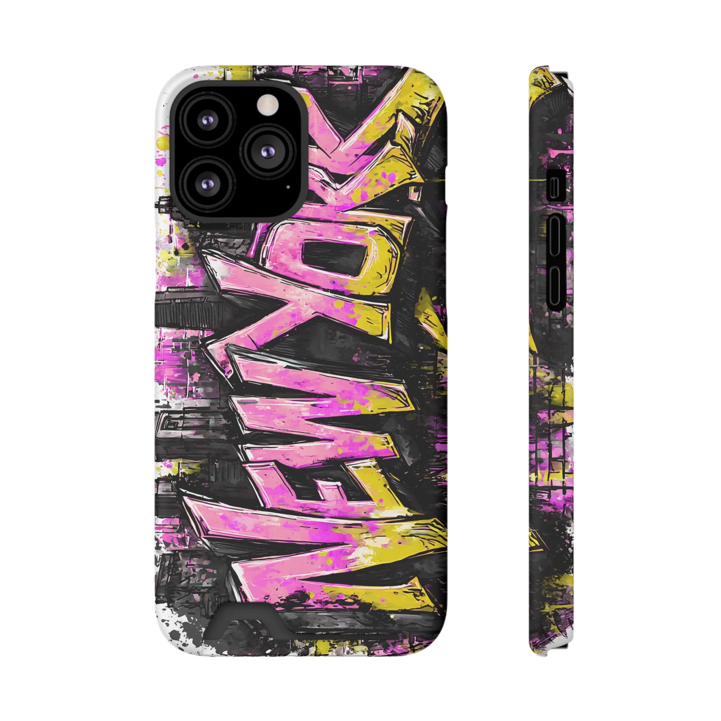 Urban Graffiti Phone Case with Card Holder, NY Street Art Phone Protection, Trendy Accessory, Gifts for City Lovers, Unique Tech Gift