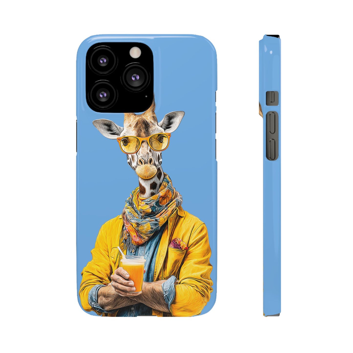 Giraffe Blue Snap Case Phone Cover for Animal Lover Iphone and Samsung models