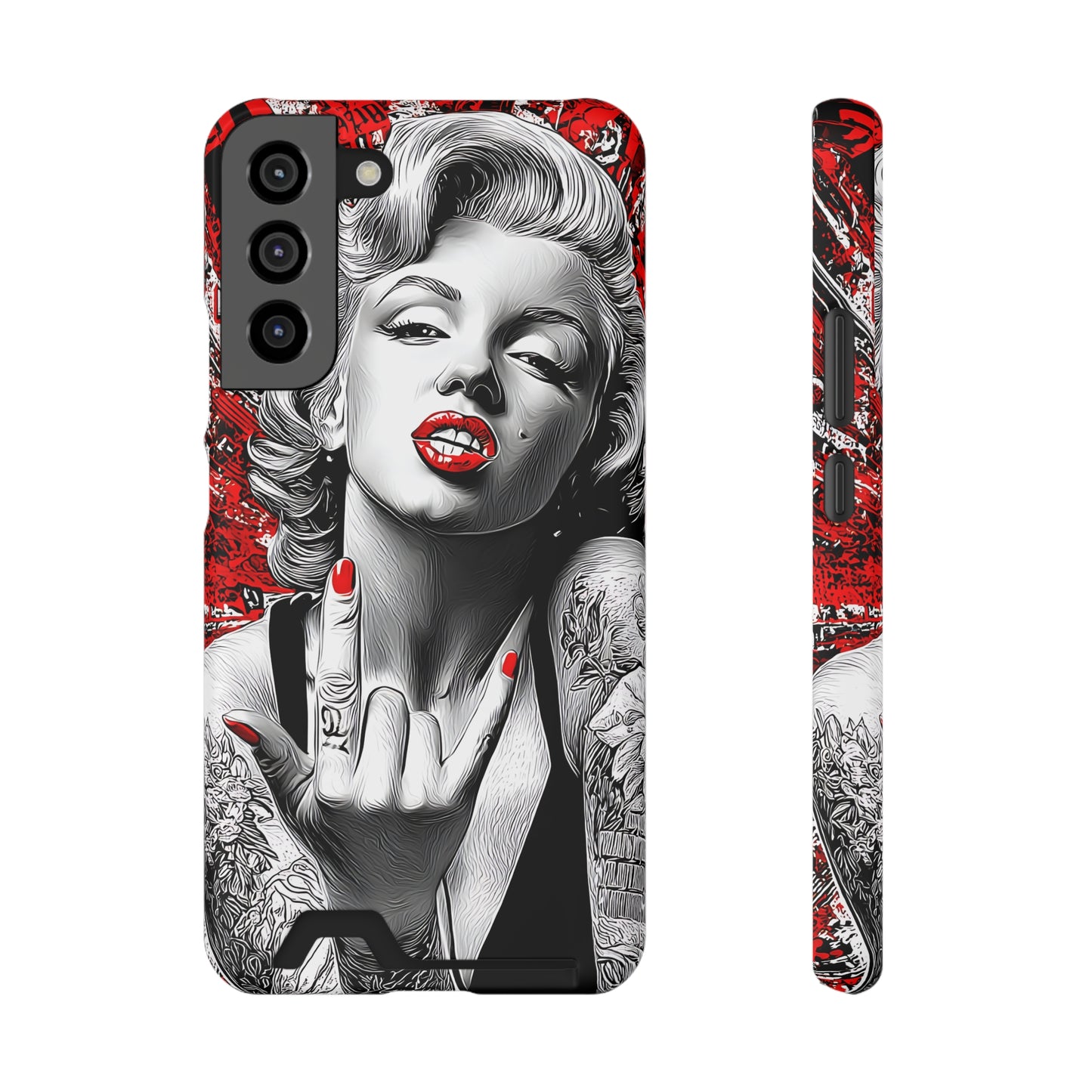 Bold Marilyn Monroe Phone Case with Card Holder, Stylish Phone Cover, Unique Gift for Her, Pop Culture Accessory, Modern Art Decor