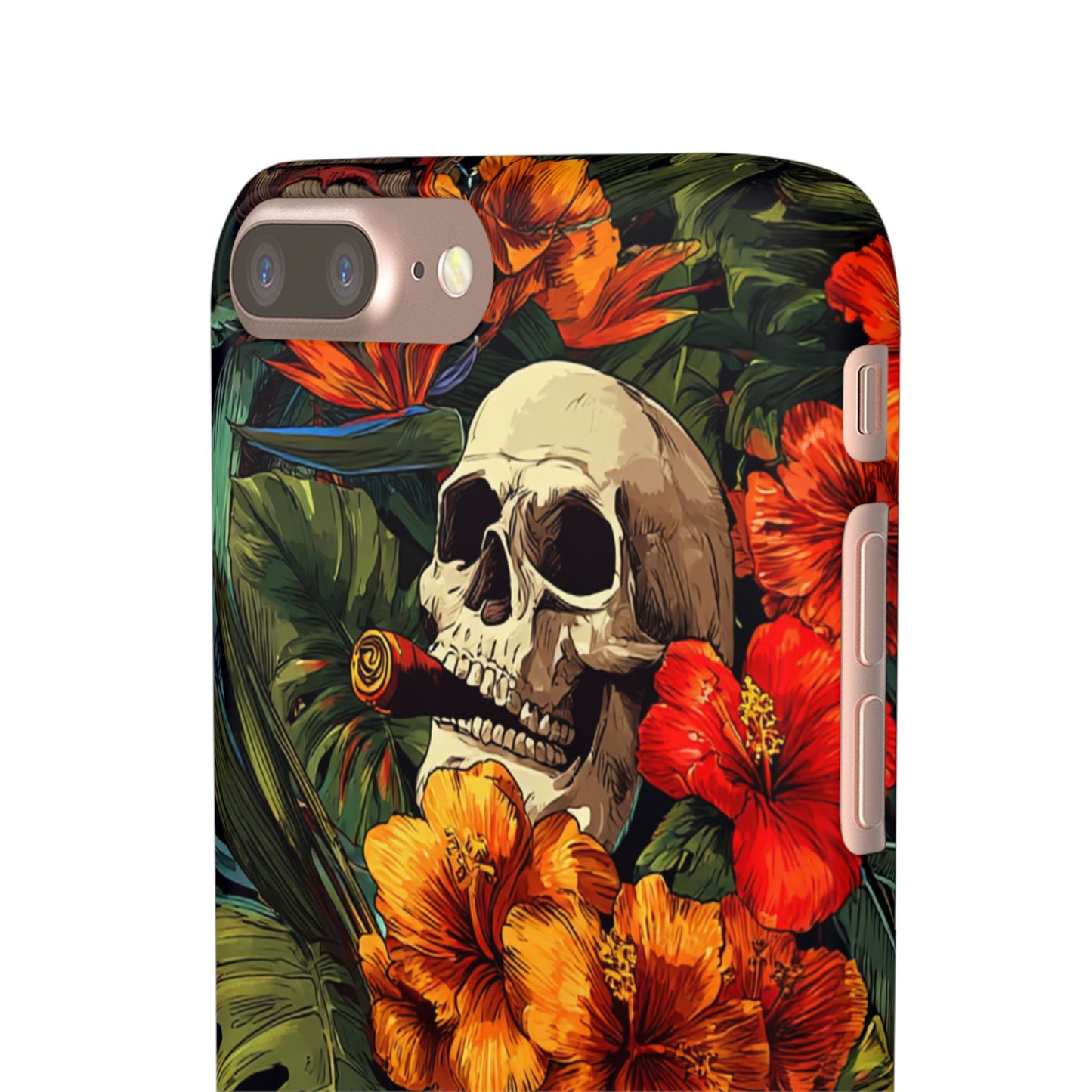 Tropical Skull Phone Case - Vibrant Floral Design, Skull Case for iPhone, Unique Tropical Art, Gift for Beach Lovers, Halloween Decor