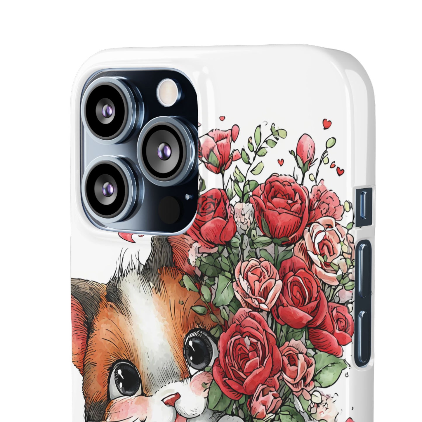 Cute Cat Snap Case with Floral Design, Pet Lovers Gift, Phone Protector for Valentine's Day, Cute Kitty Case, Animal Art Cover