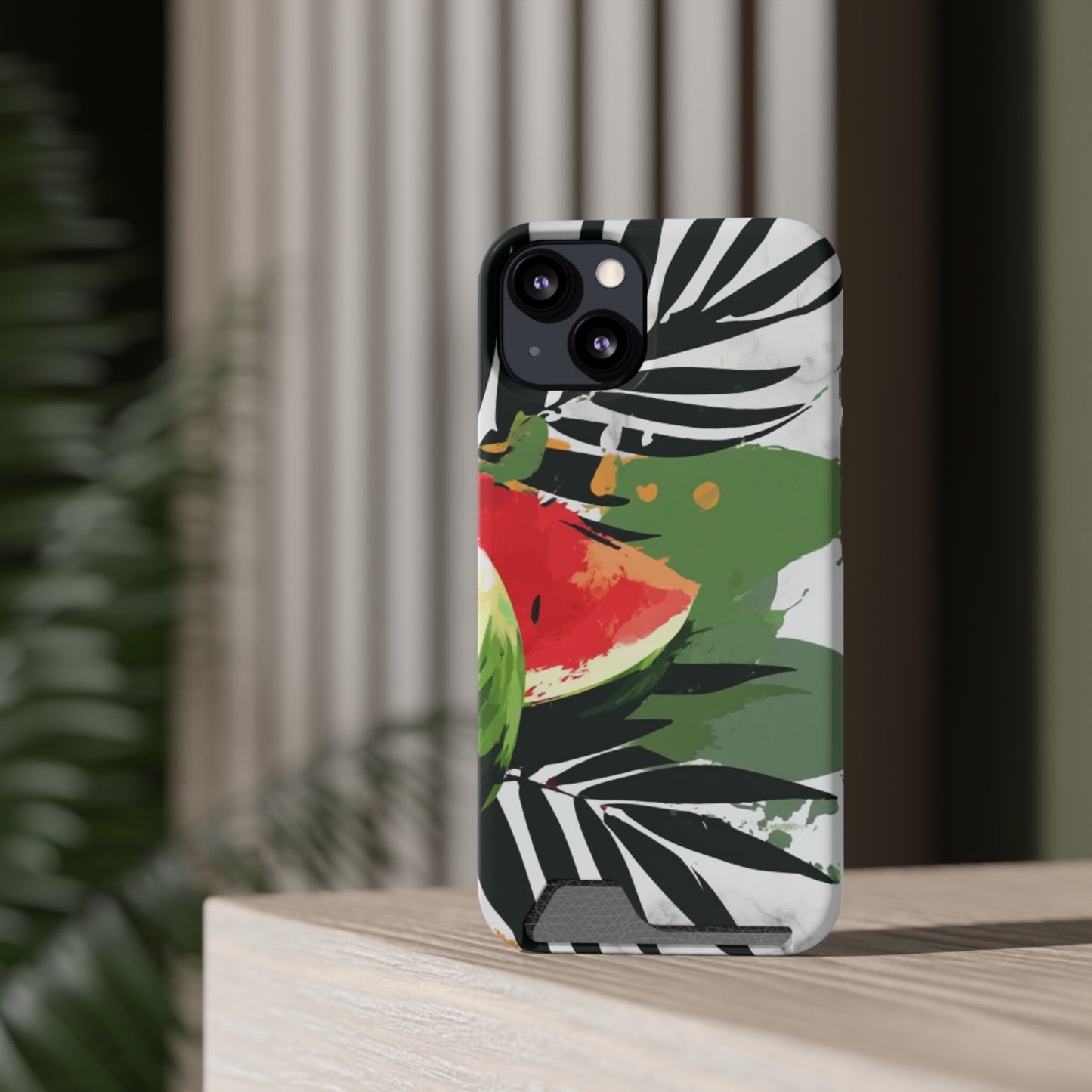 Tropical Phone Case with Card Holder, Floral Smartphone Cover, Summery Accessory, Gift for Beach Lovers, Vacation Essentials