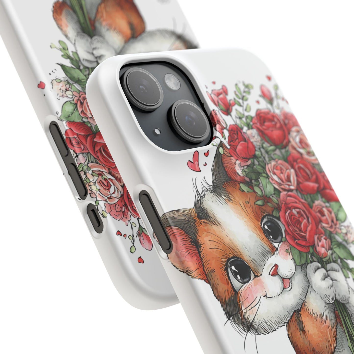 Cute Cat Snap Case with Floral Design, Pet Lovers Gift, Phone Protector for Valentine's Day, Cute Kitty Case, Animal Art Cover
