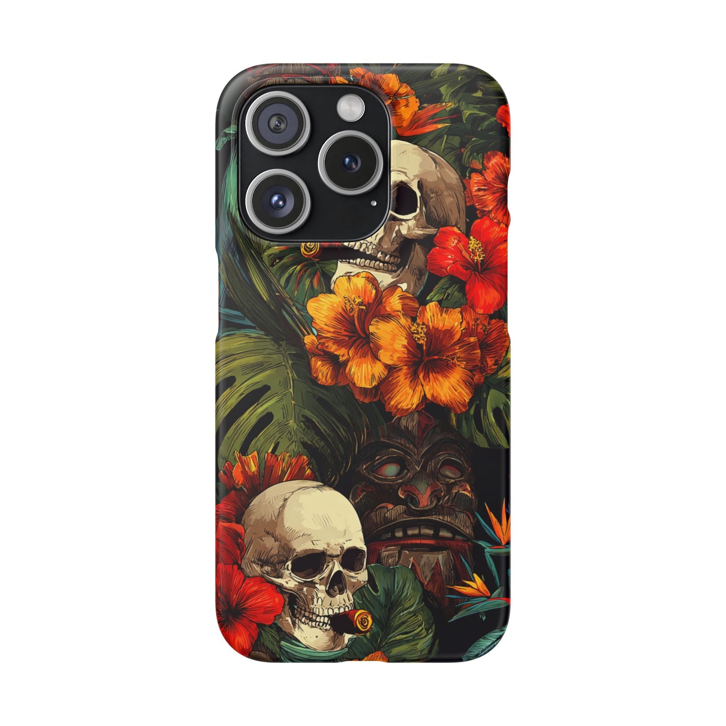 Tropical Skull Phone Case - Vibrant Floral Design, Skull Case for iPhone, Unique Tropical Art, Gift for Beach Lovers, Halloween Decor