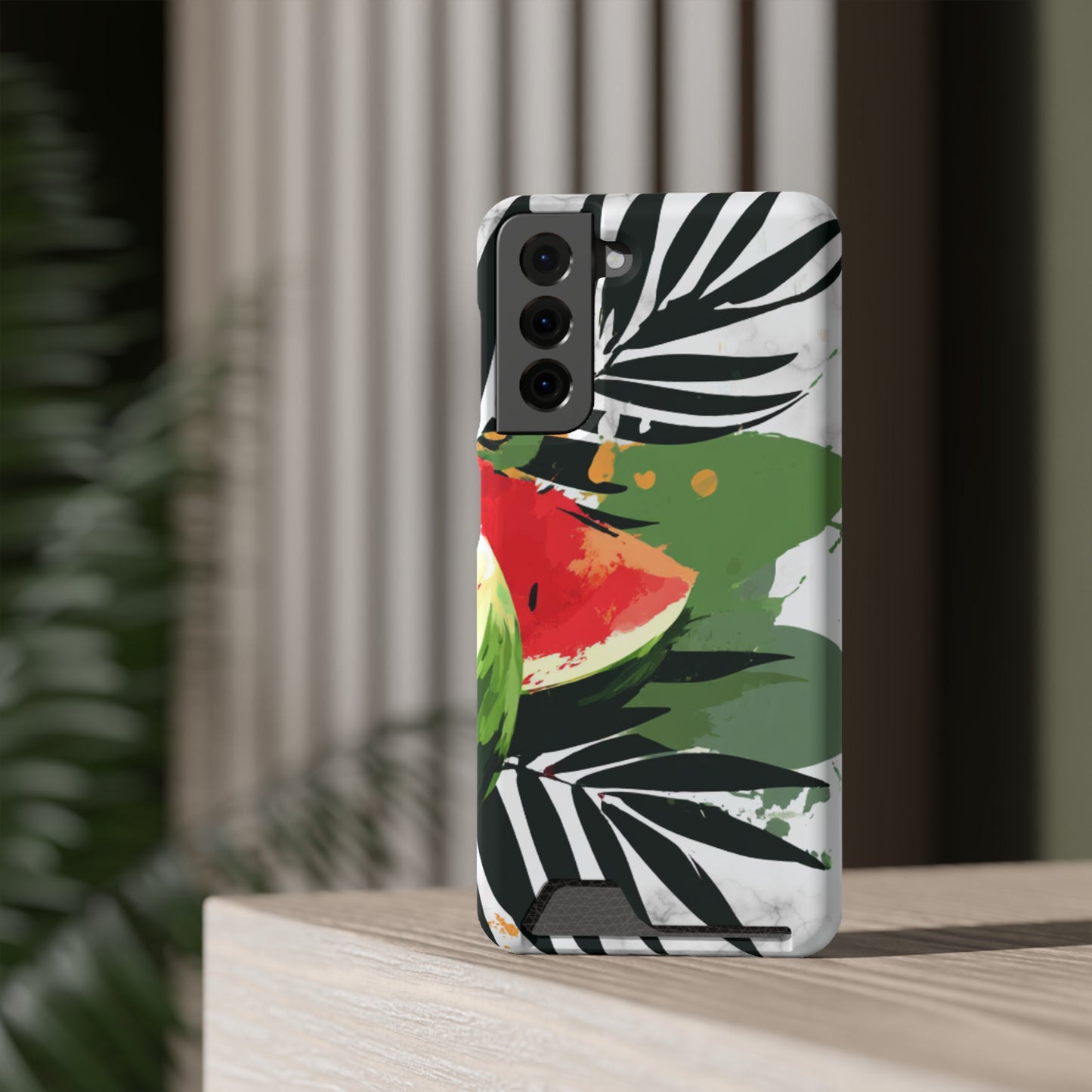 Tropical Phone Case with Card Holder, Floral Smartphone Cover, Summery Accessory, Gift for Beach Lovers, Vacation Essentials