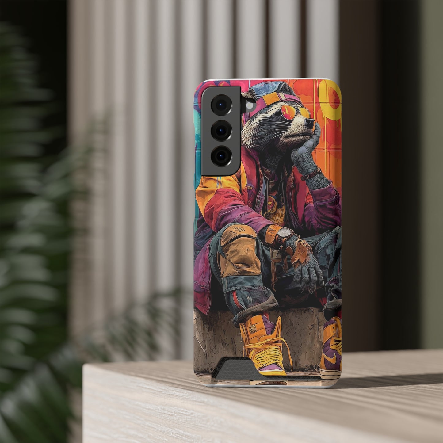 Stylish Phone Case With Card Holder, Trendy Mobile Accessory, Urban Art, Perfect Gift for Teens, Cool Gadget for Everyday Use