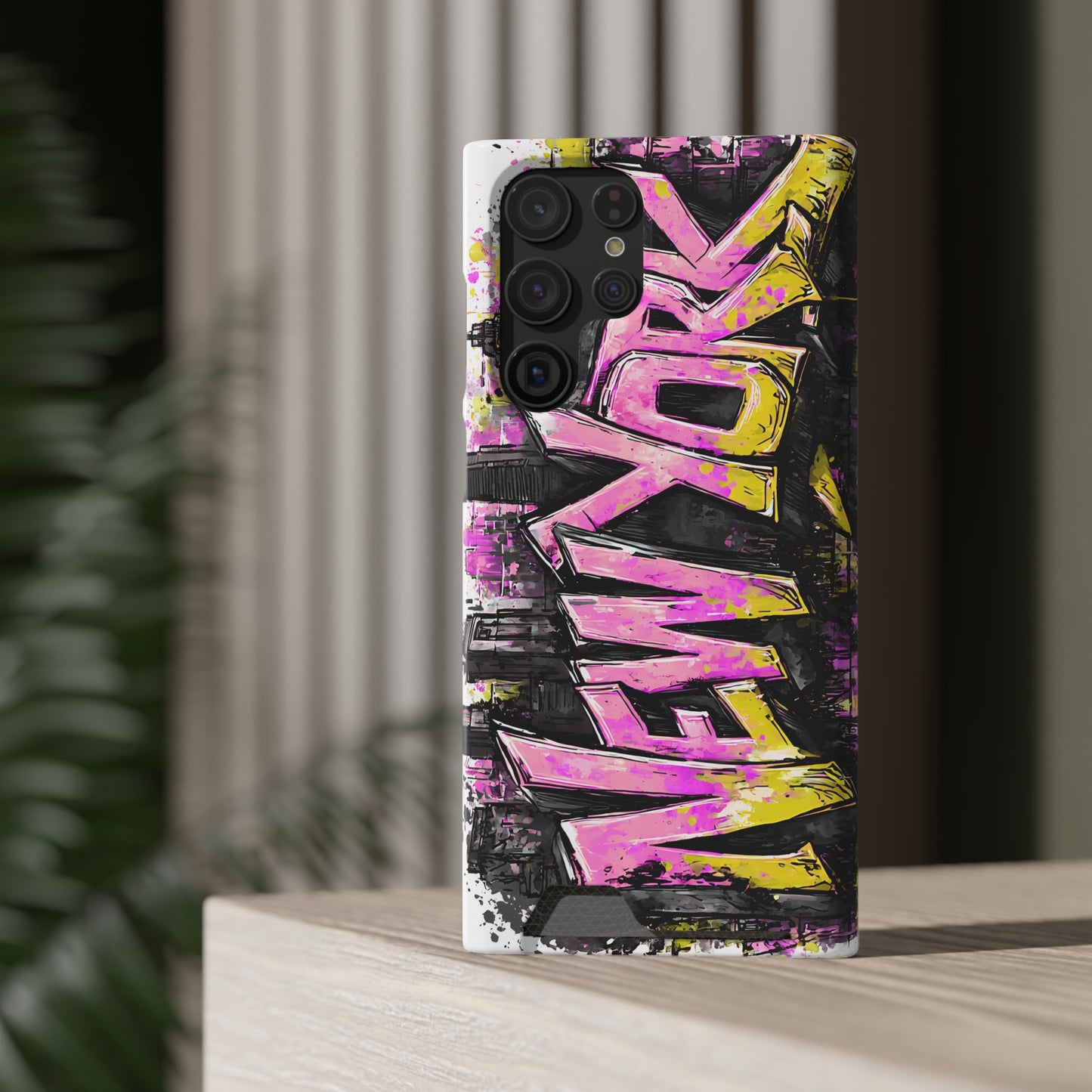 Urban Graffiti Phone Case with Card Holder, NY Street Art Phone Protection, Trendy Accessory, Gifts for City Lovers, Unique Tech Gift