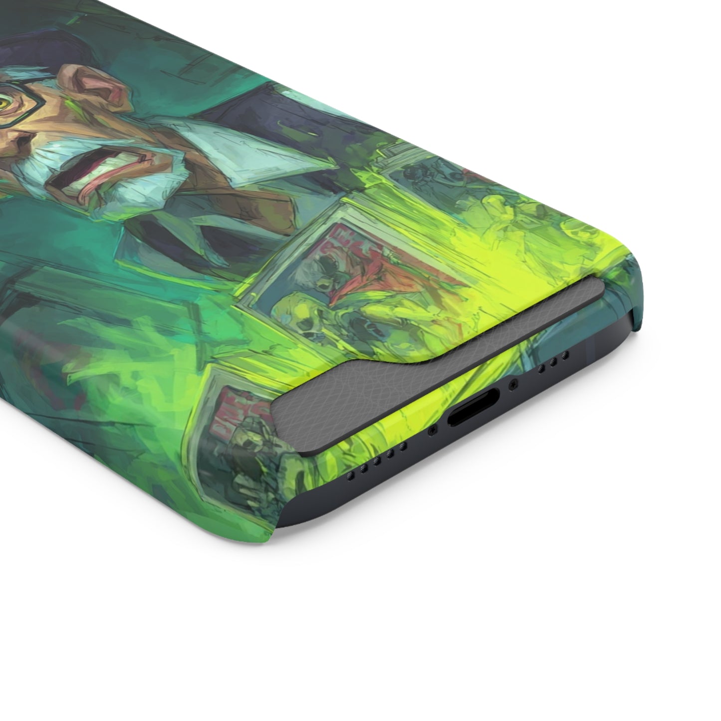 Spooky Illustrated Phone Case with Card Holder, Halloween Accessory, Unique Gift for Horror Fans, Stylish Phone Cover, Functional & Fun