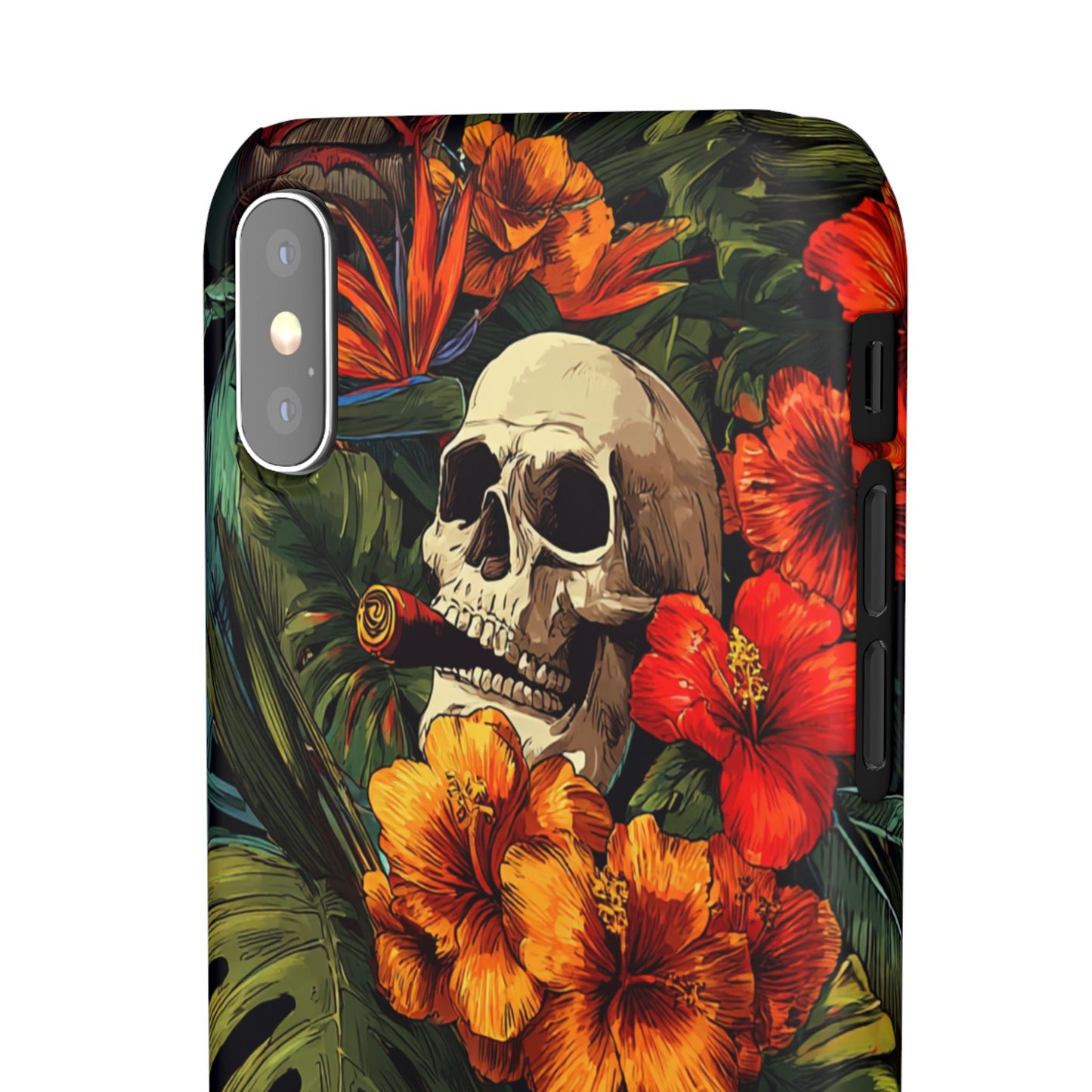 Tropical Skull Phone Case - Vibrant Floral Design, Skull Case for iPhone, Unique Tropical Art, Gift for Beach Lovers, Halloween Decor