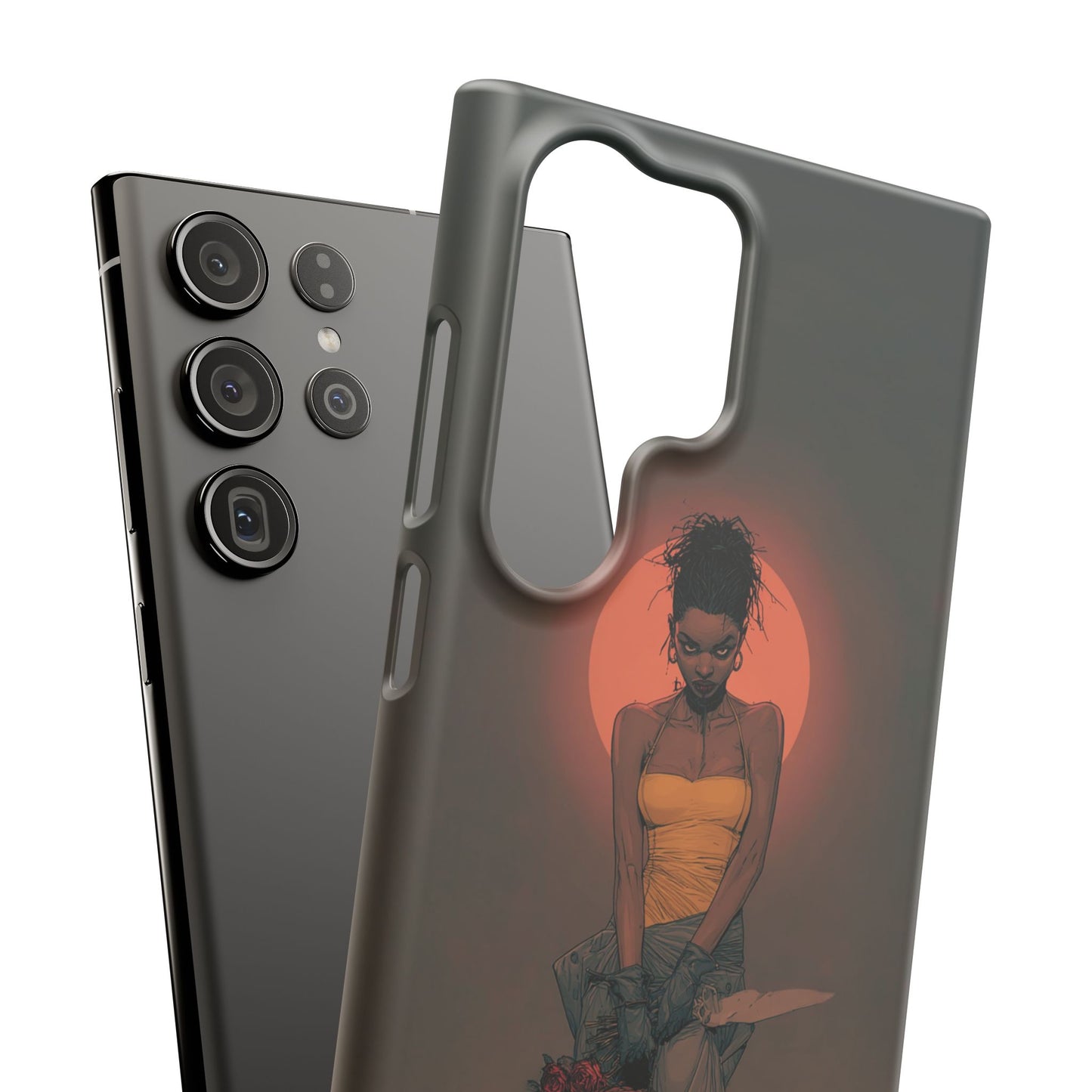 Creepy Vampire Girl Snap Case, Halloween Style iPhone Samsung Cover, Spooky Gothic Phone Accessories, Scary Horror Character Device