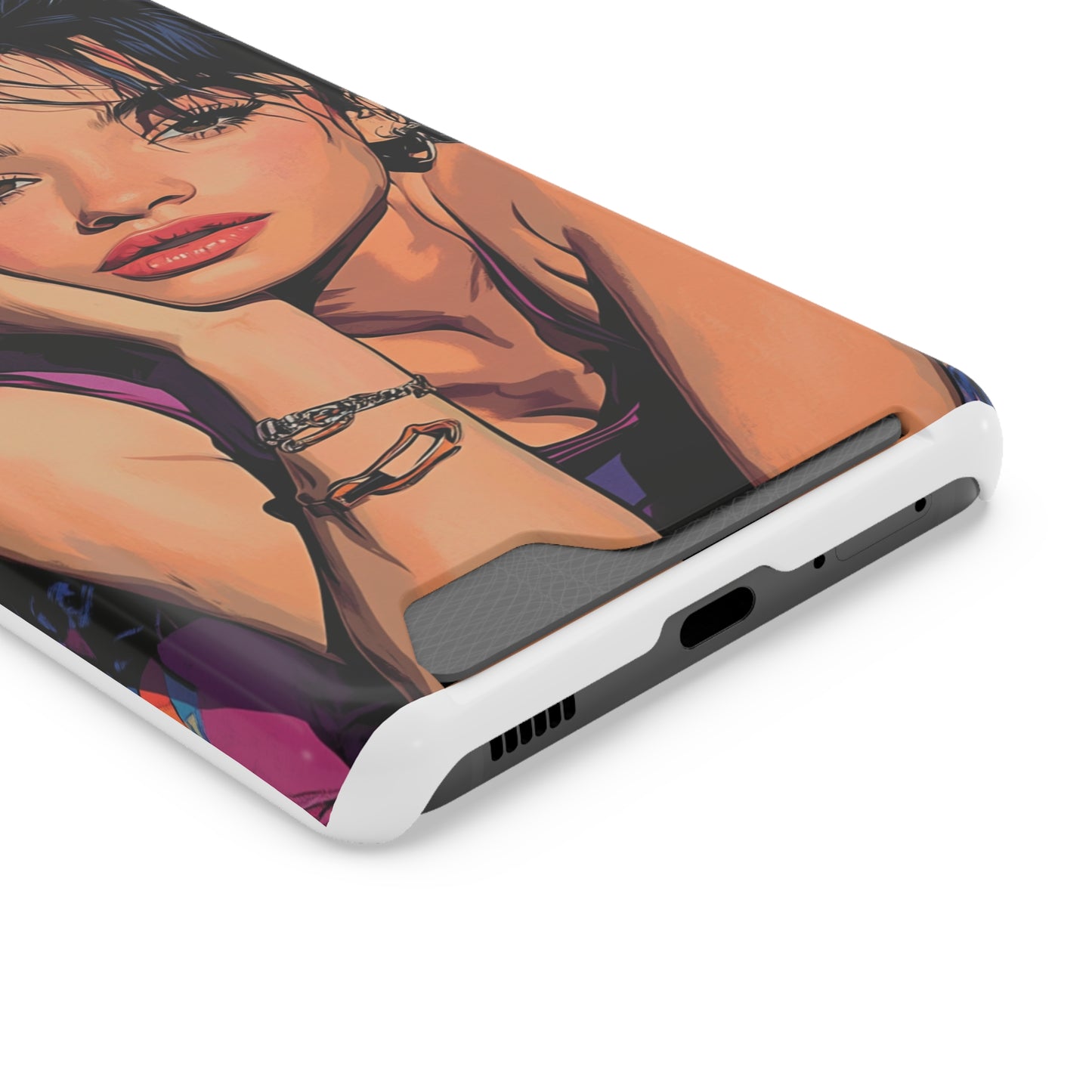Vibrant Phone Case with Card Holder - Artistic Design for Fashion Lovers, Perfect Gift for Birthdays, Holidays, and Everyday Use