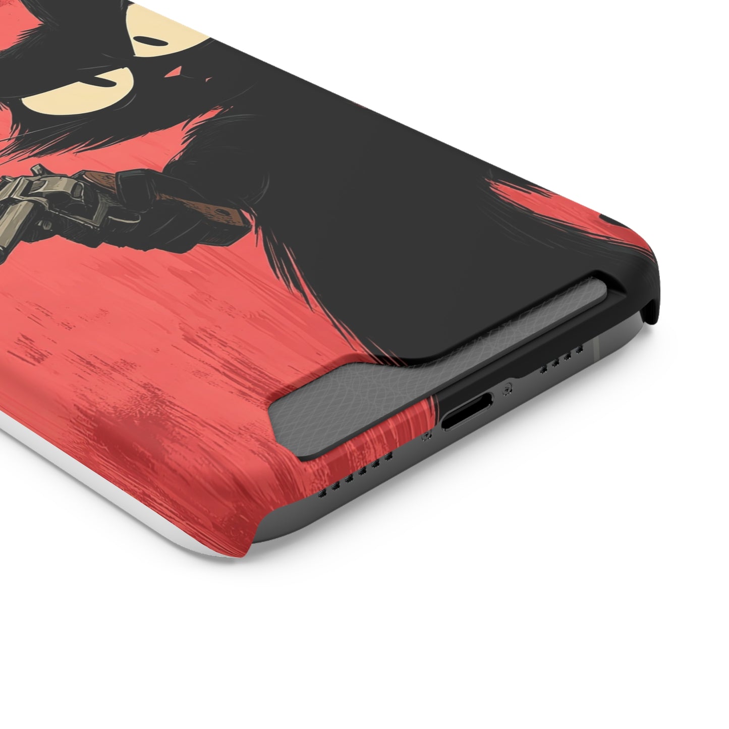 Stylish Catfather Phone Case with Card Holder - Cartoon Cat Art, Cat Lovers Gift, Functional Phone Accessory, Perfect for Any Occasion