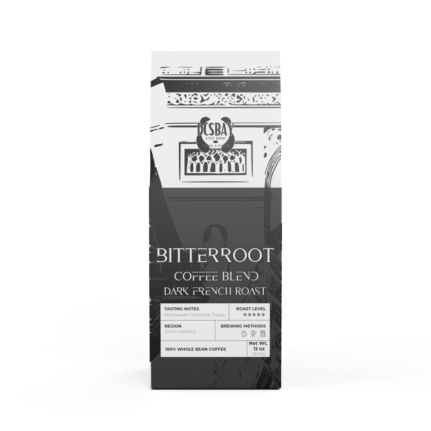 Bitterroot Coffee - Dark French Roast Blend | Whole Bean Full-Bodied, Bold Flavor