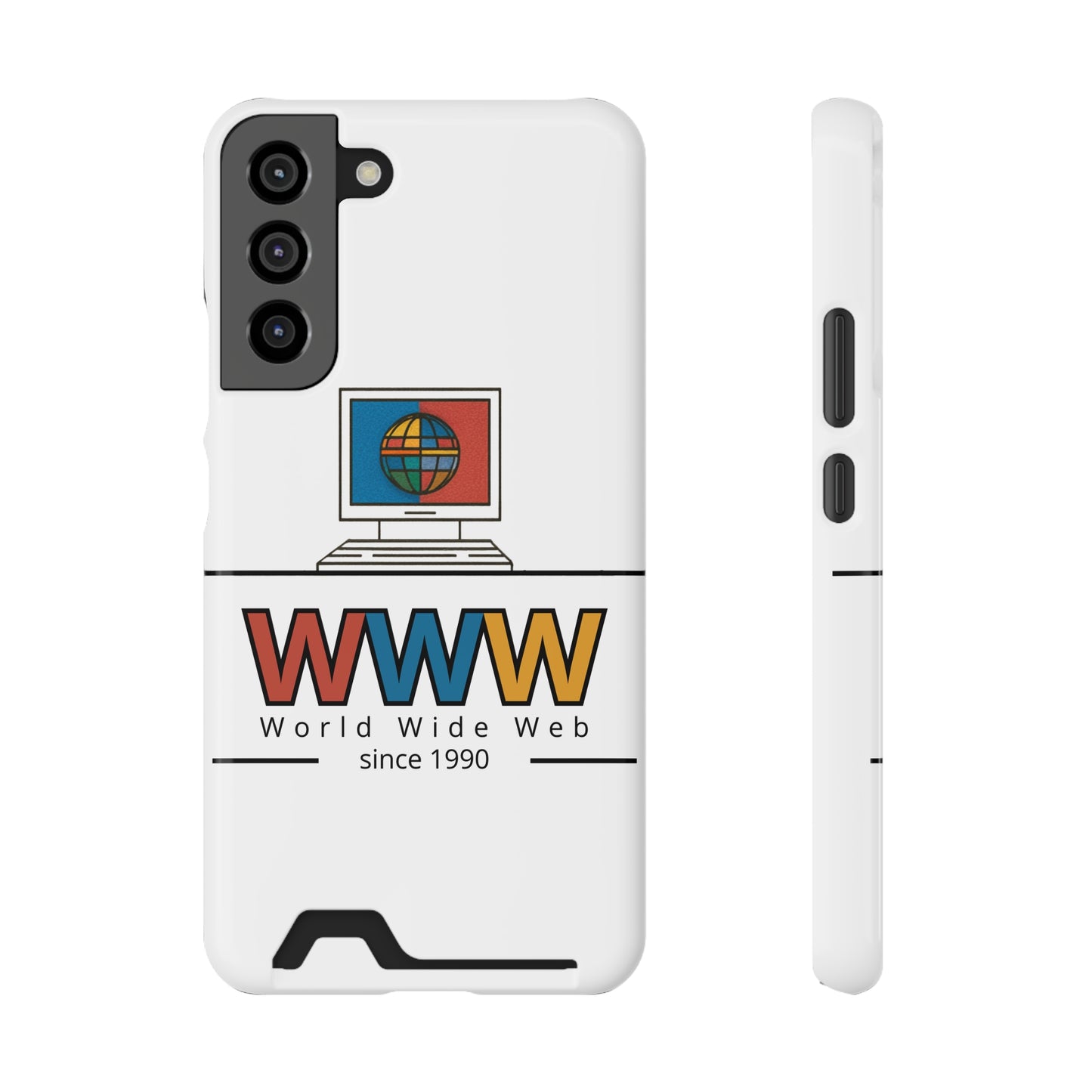 Retro Phone Case with Card Holder - World Wide Web Design, Geek Gift, Tech Accessory, Vintage Style, Personalized Phone Cover