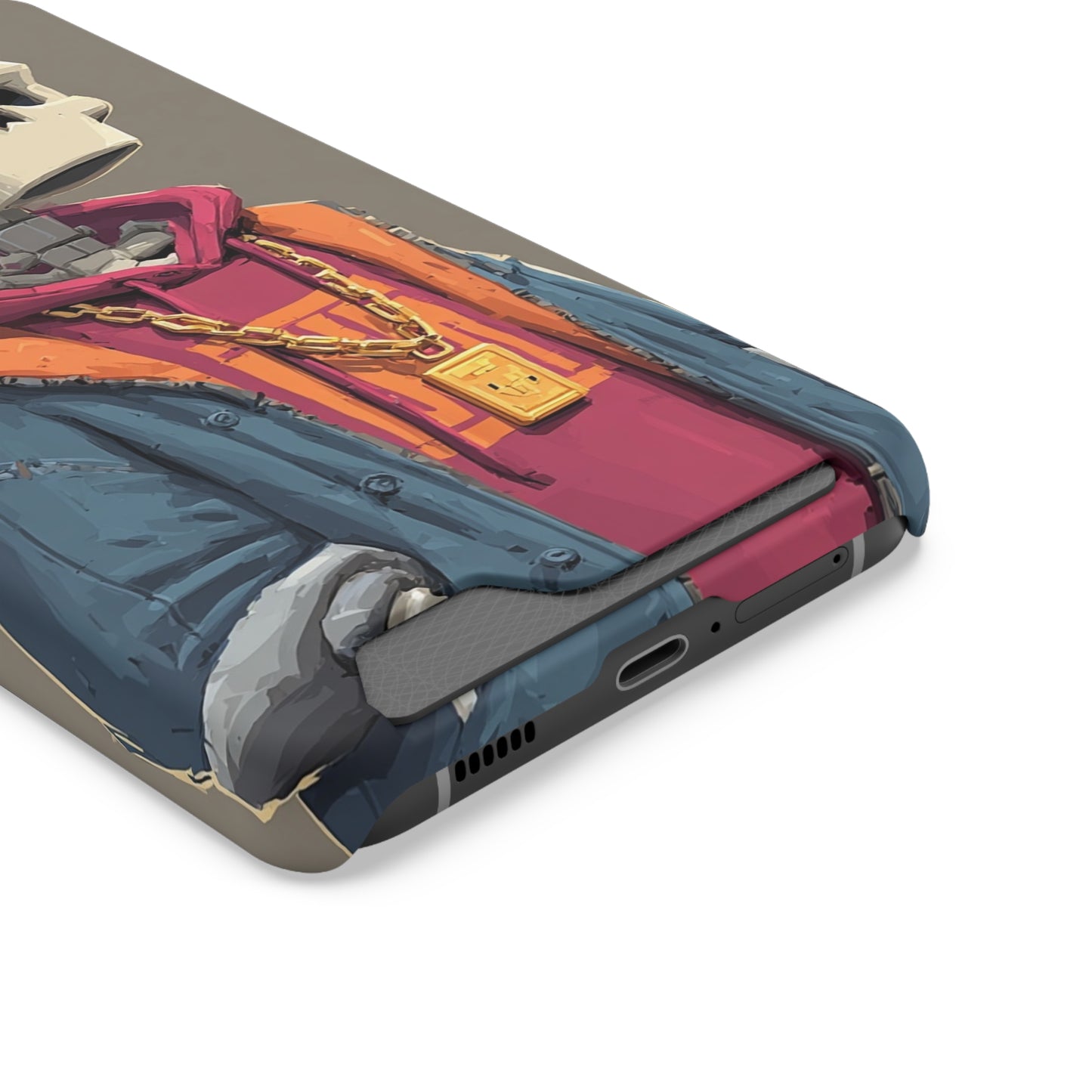 Stylish Skeleton Phone Case with Card Holder, Trendy Skull Case, Unique Gift for Tech Lovers, Halloween Decor, Everyday Use