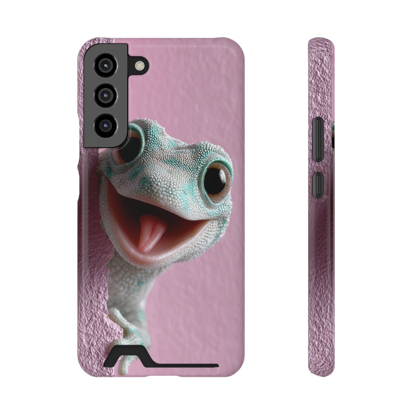Fun Gecko Phone Case with Card Holder, Cute Cell Phone Accessory, Animal Lover Gift, Party Favor, Unique Phone Cover