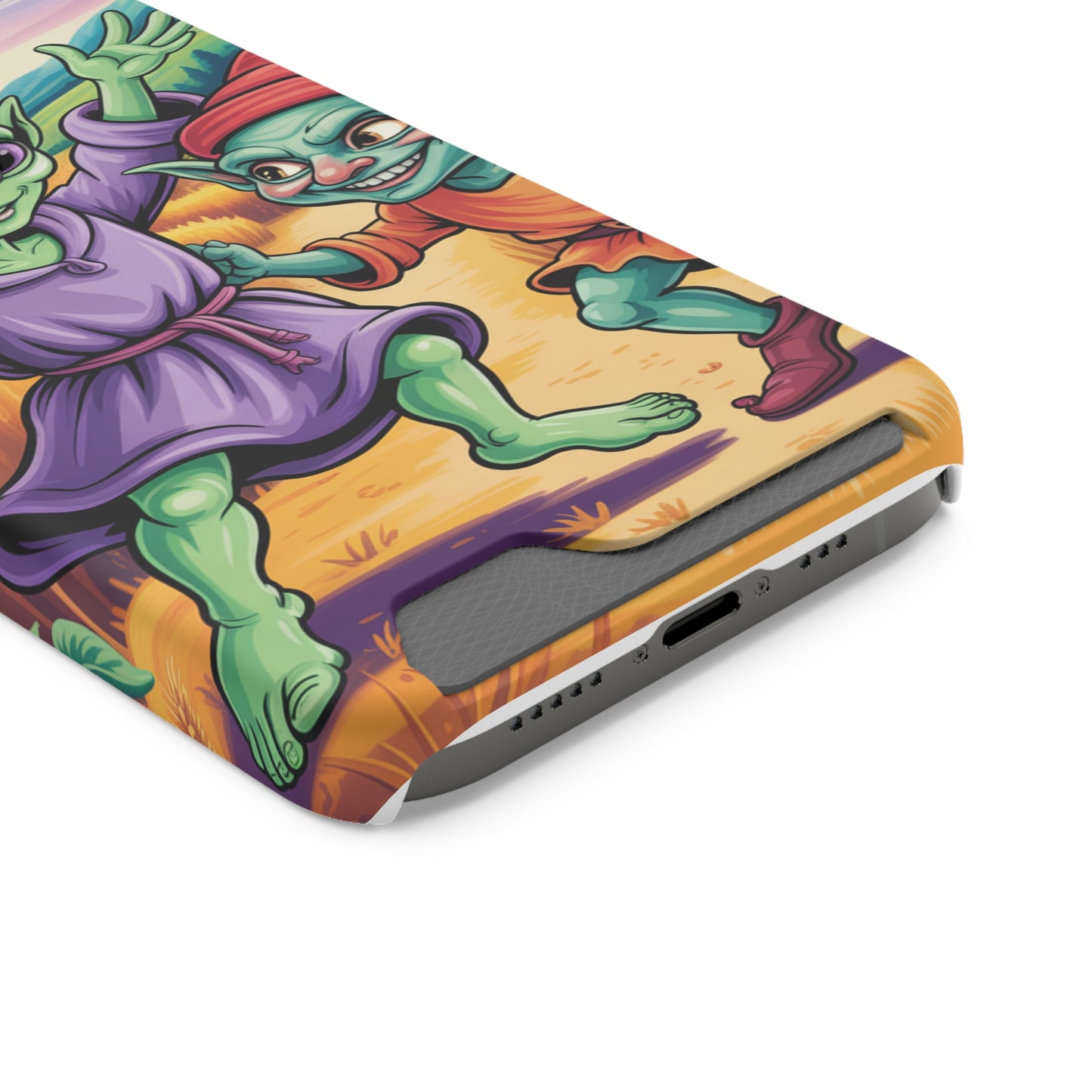 Playful Alien Phone Case with Card Holder | Cute Green Characters | Gift for Kids, Sci-Fi Fanatic, Birthday Fun, Unique Design
