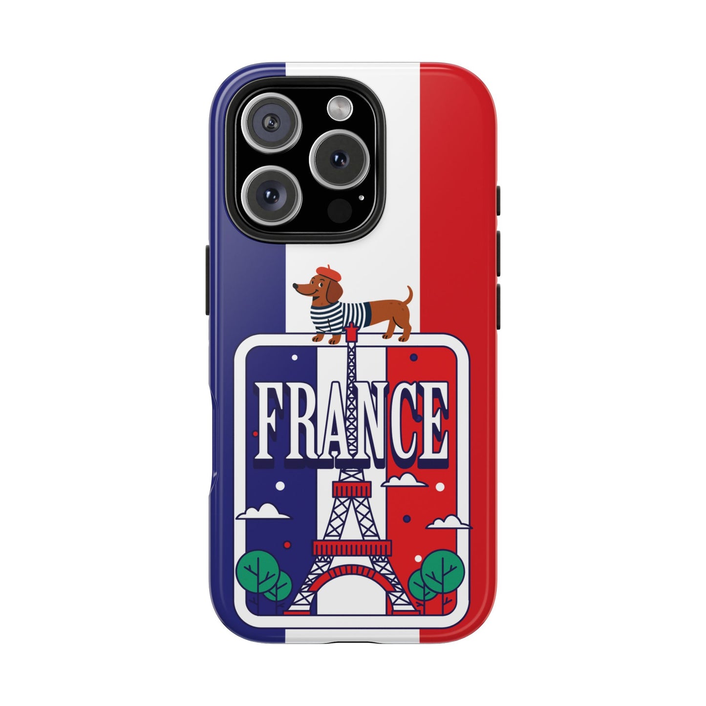 France Flag Dachshund Tough Phone Case — Eiffel Tower Travel Protective Cover