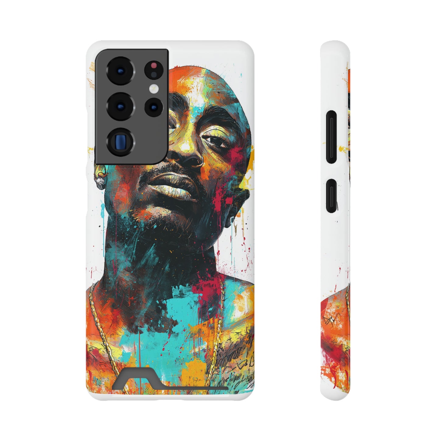 Vibrant Phone Case with Card Holder, Abstract Art Phone Cover, Stylish Smartphone Case, Unique Gift for Music Lovers, Hip-Hop Inspired Case