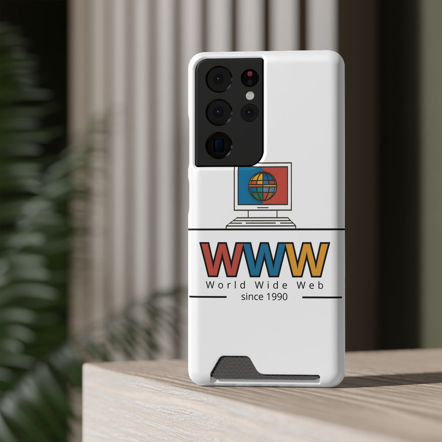 Retro Phone Case with Card Holder - World Wide Web Design, Geek Gift, Tech Accessory, Vintage Style, Personalized Phone Cover