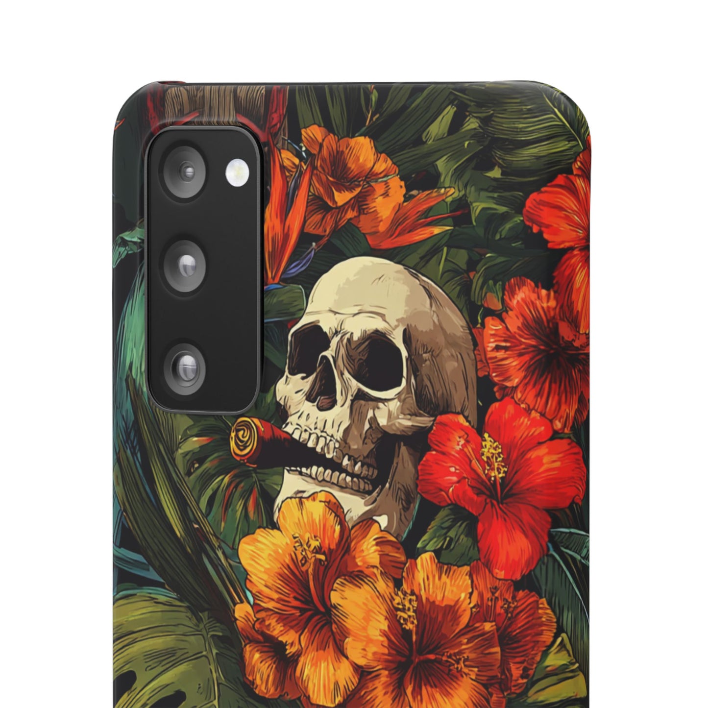 Tropical Skull Phone Case - Vibrant Floral Design, Skull Case for iPhone, Unique Tropical Art, Gift for Beach Lovers, Halloween Decor