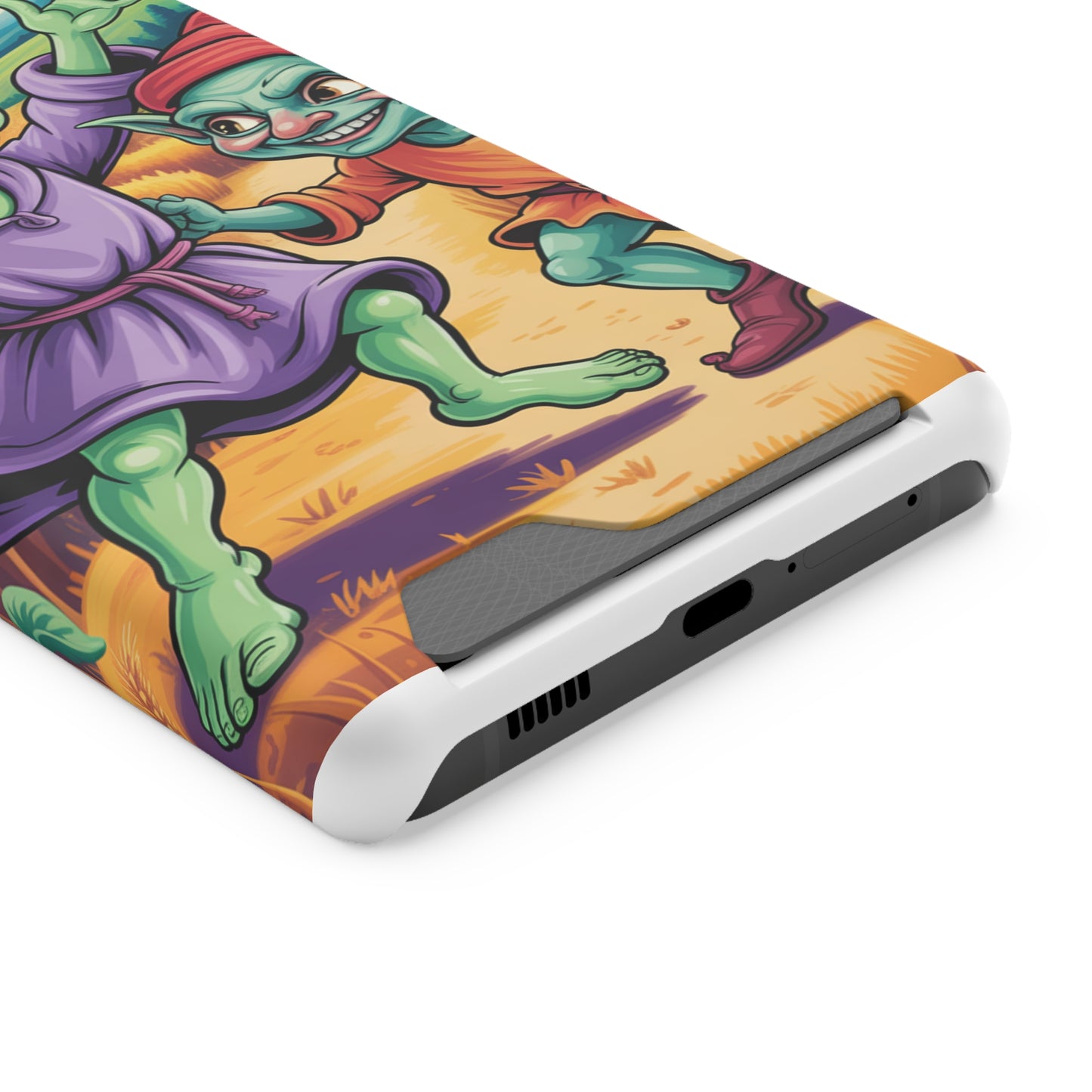 Playful Alien Phone Case with Card Holder | Cute Green Characters | Gift for Kids, Sci-Fi Fanatic, Birthday Fun, Unique Design