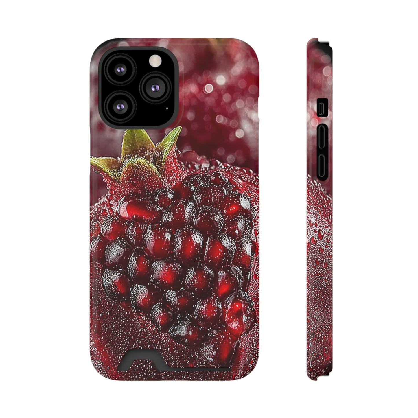Pomegranate Phone Case with Card Holder, Durable Cover for Vegan Lovers, Fun Gift for Fruit Enthusiasts, Cute Accessory for Everyday Use