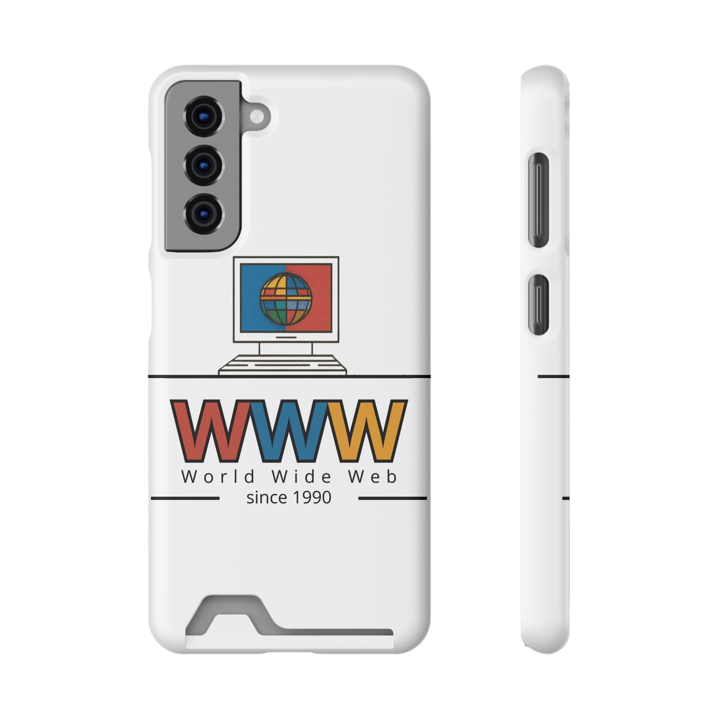 Retro Phone Case with Card Holder - World Wide Web Design, Geek Gift, Tech Accessory, Vintage Style, Personalized Phone Cover