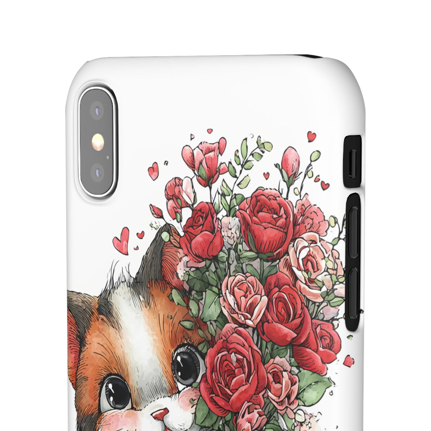 Cute Cat Snap Case with Floral Design, Pet Lovers Gift, Phone Protector for Valentine's Day, Cute Kitty Case, Animal Art Cover