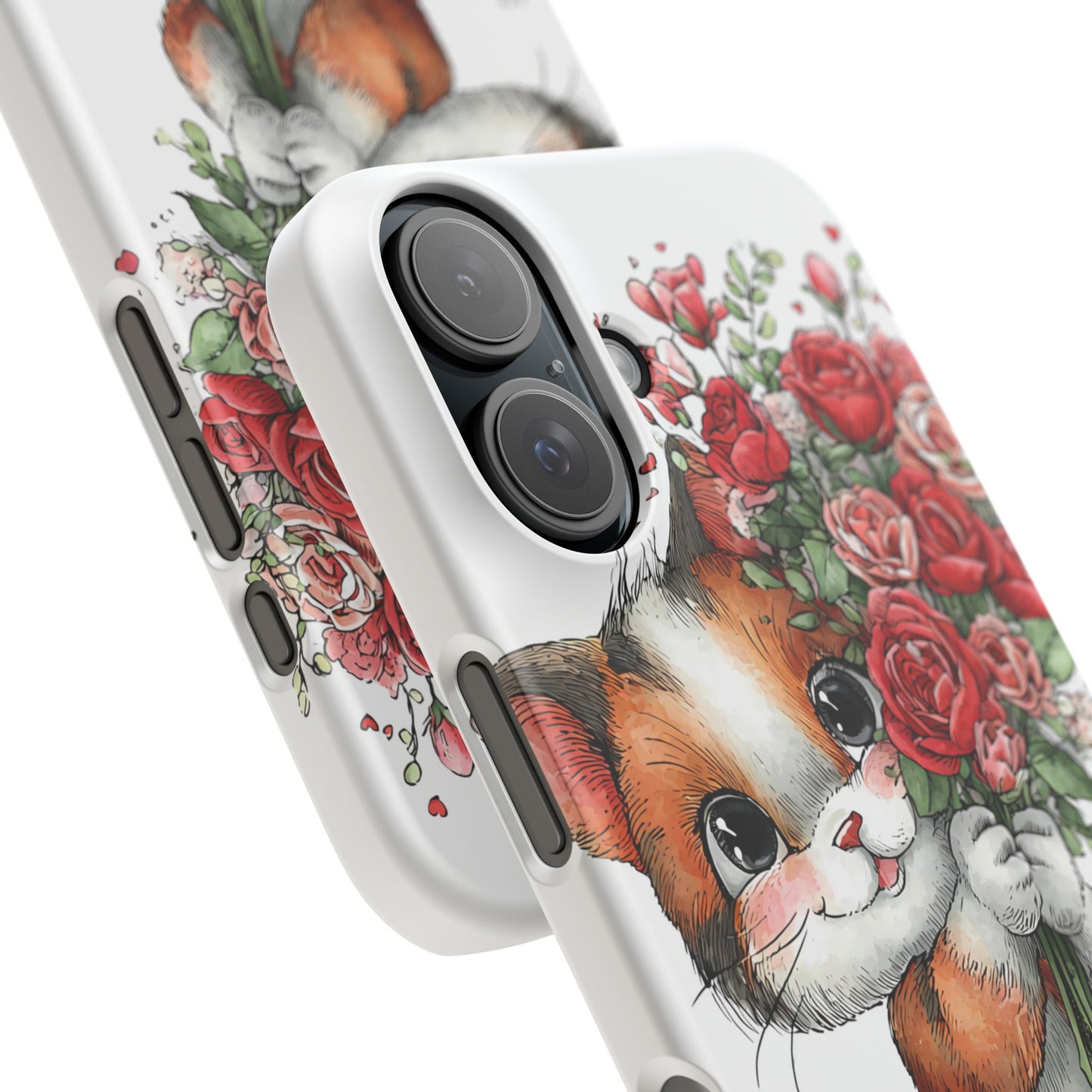 Cute Cat Snap Case with Floral Design, Pet Lovers Gift, Phone Protector for Valentine's Day, Cute Kitty Case, Animal Art Cover