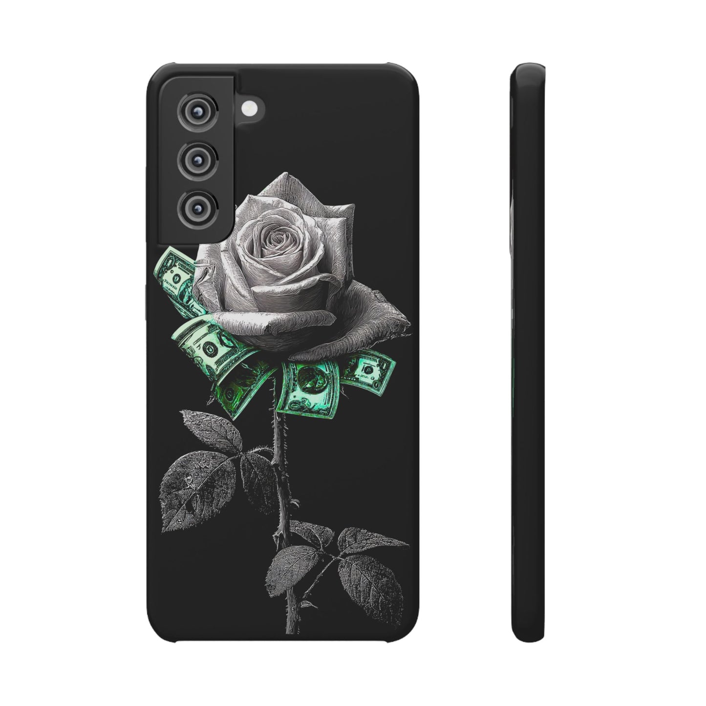 Stylish Rose & Money Snap Case - Floral Phone Protection, Trendy Gift for Him/Her, Birthday Present, Accessories for Teens