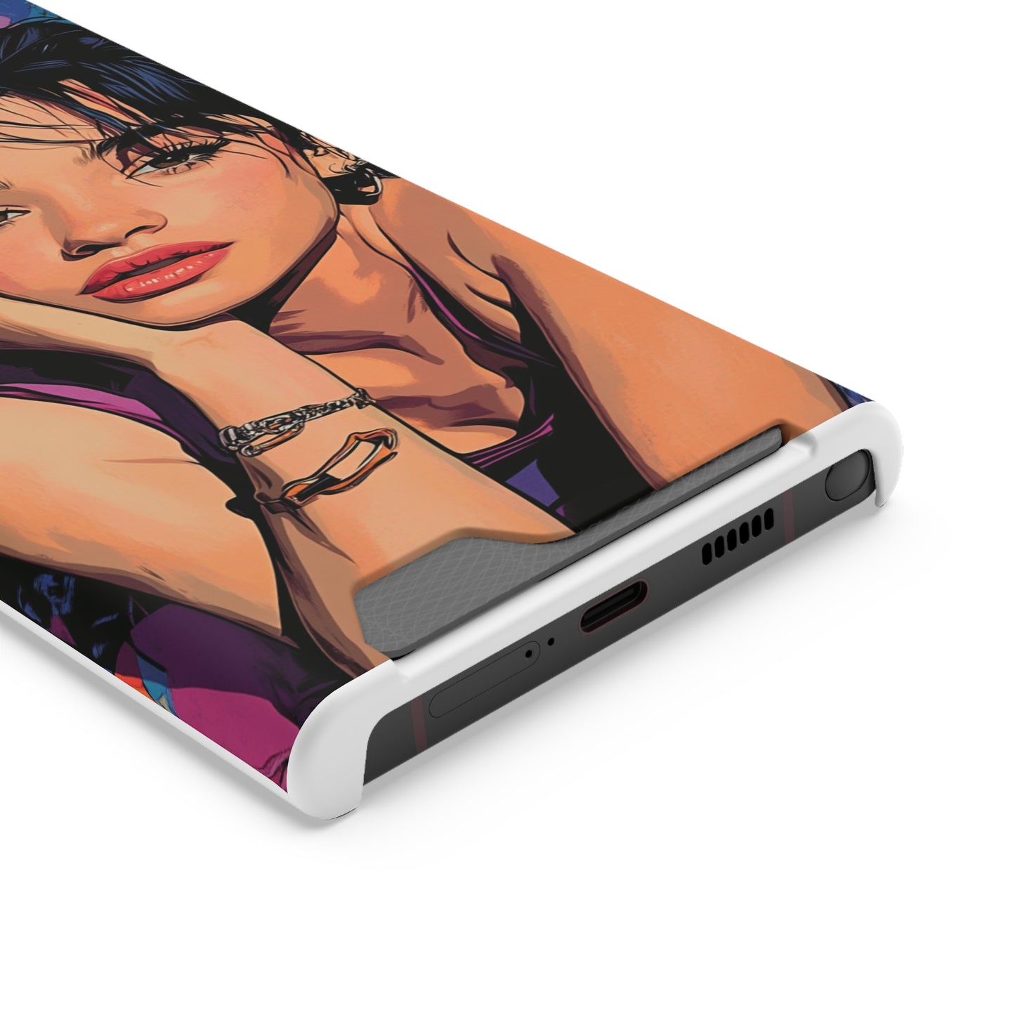 Vibrant Phone Case with Card Holder - Artistic Design for Fashion Lovers, Perfect Gift for Birthdays, Holidays, and Everyday Use