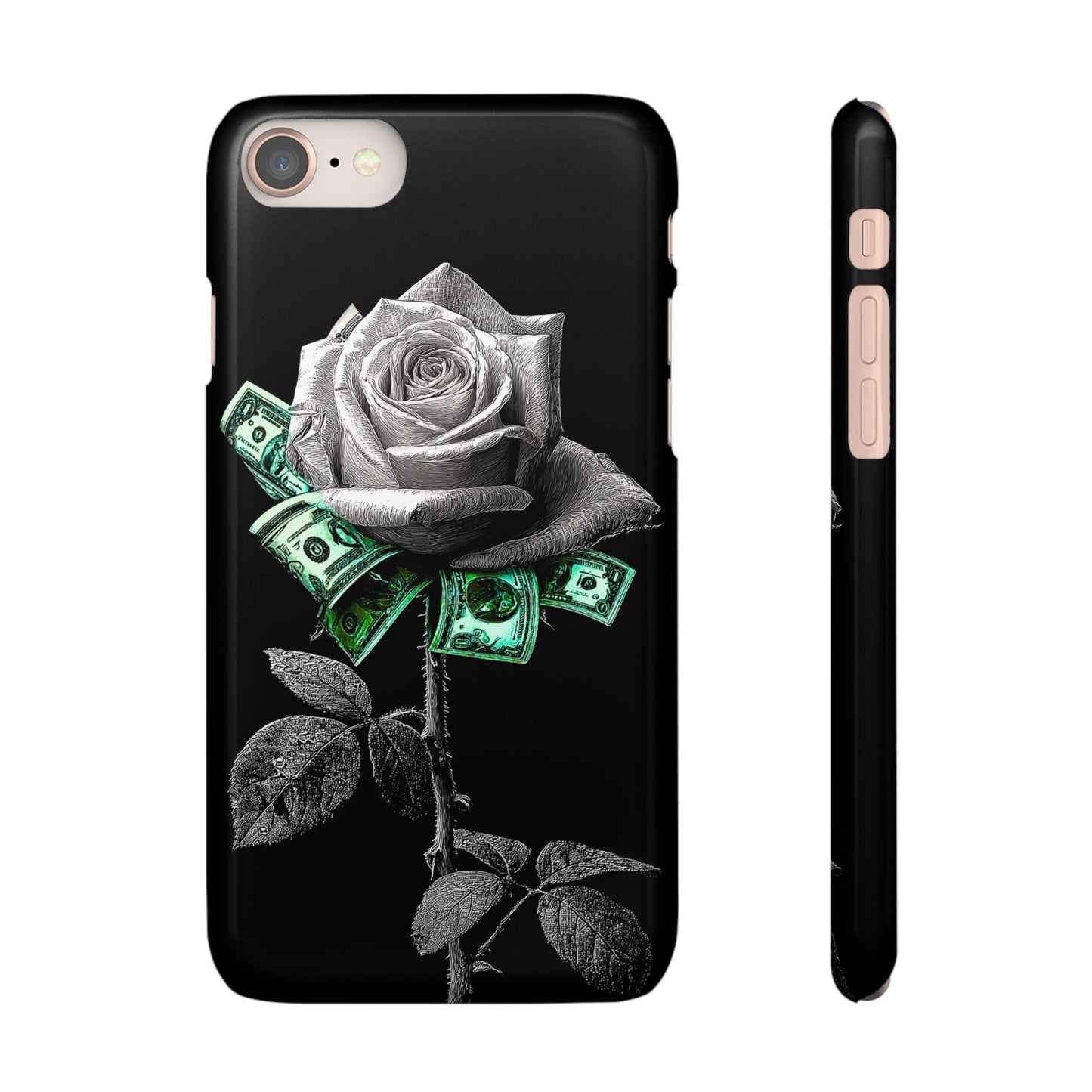 Stylish Rose & Money Snap Case - Floral Phone Protection, Trendy Gift for Him/Her, Birthday Present, Accessories for Teens