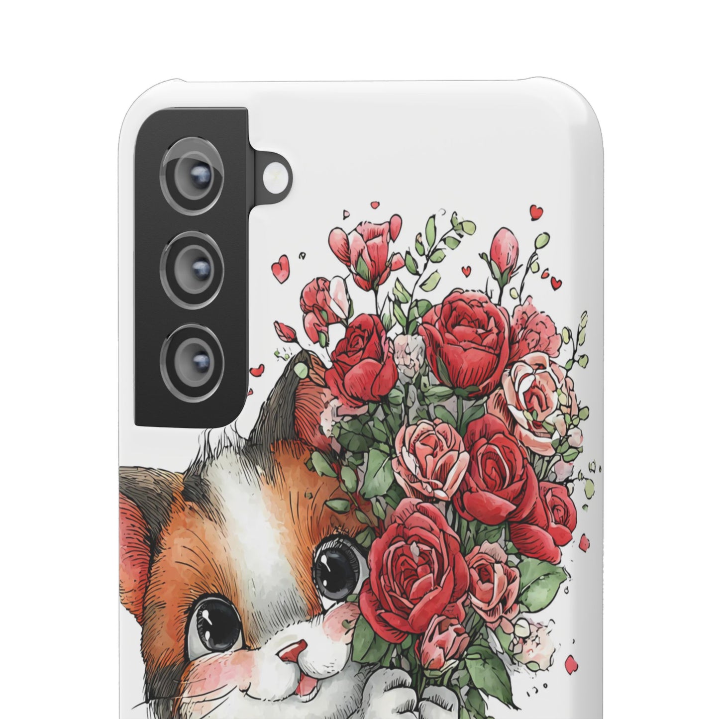 Cute Cat Snap Case with Floral Design, Pet Lovers Gift, Phone Protector for Valentine's Day, Cute Kitty Case, Animal Art Cover