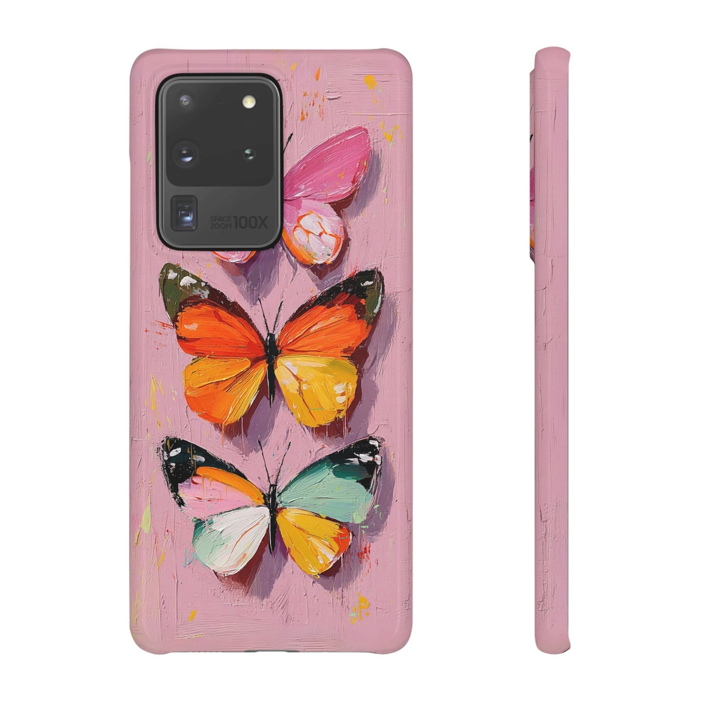 Pink Butterfly Snap Case Cover For iPhone and Samsung