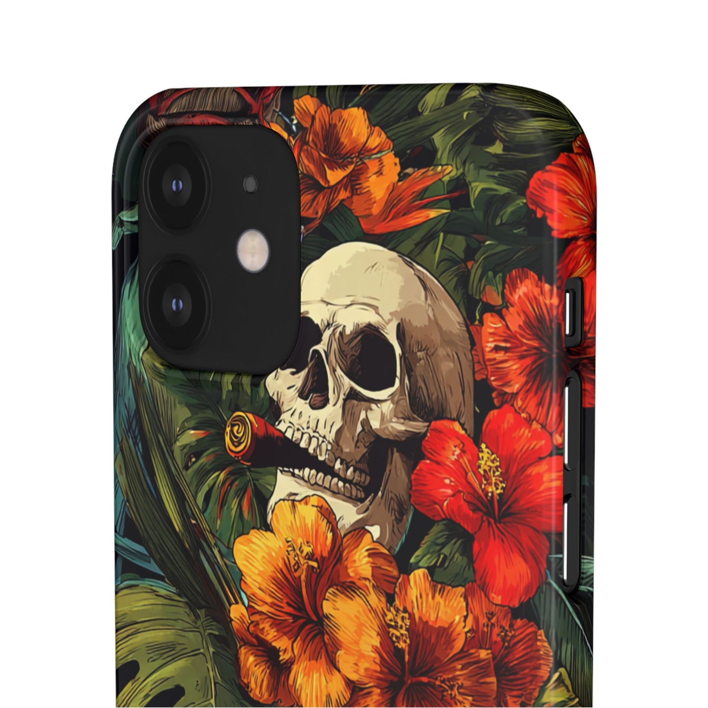 Tropical Skull Phone Case - Vibrant Floral Design, Skull Case for iPhone, Unique Tropical Art, Gift for Beach Lovers, Halloween Decor